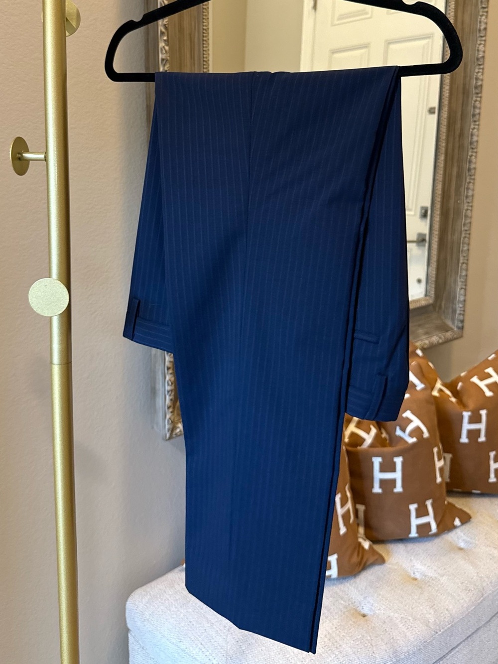 Banana Republic Navy Pinstripe Dress Pants 33x32